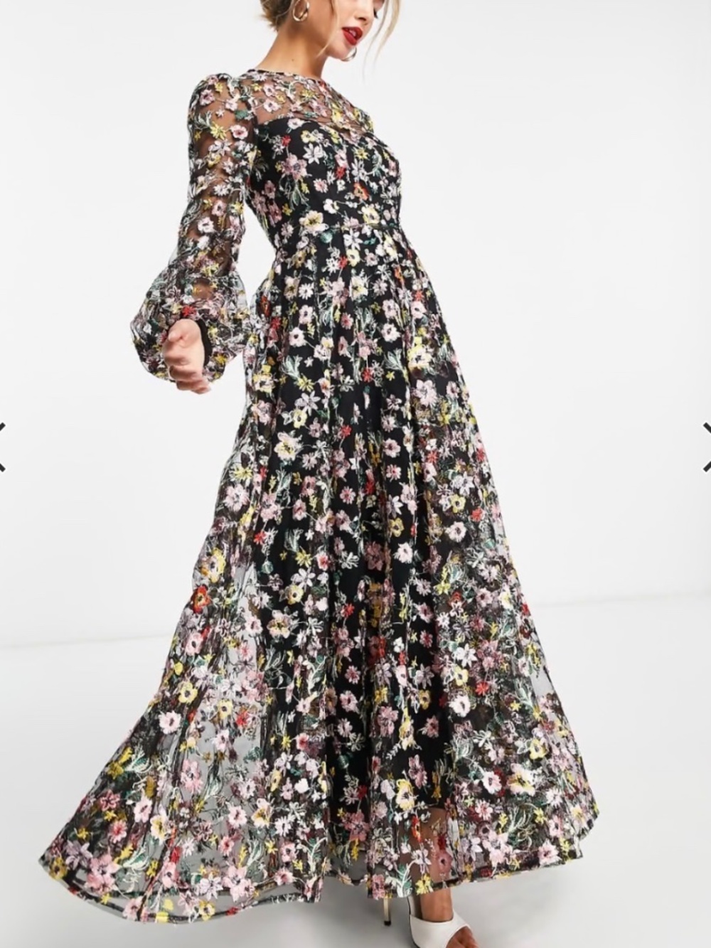 ASOS women’s embroidered floral gown size 4 excellent condition